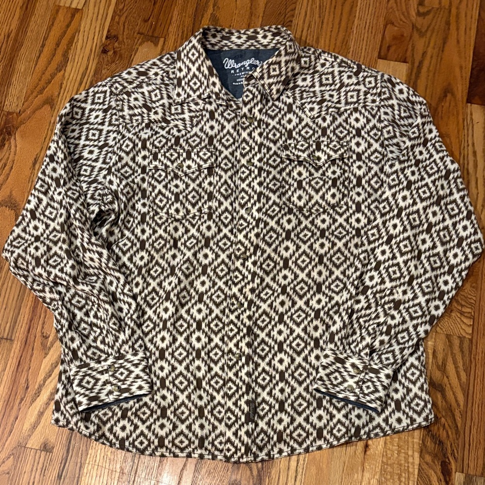 Wrangler Retro Men's Geometric Patterned Pearl Botton Shirt